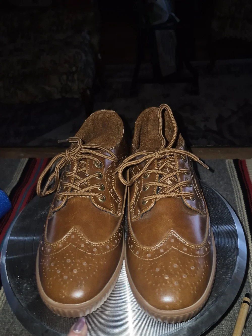 Vlado oxford brogue Wingtips Sz.8.5. LaceUp VeganLeather . Classic Style.(1171sh